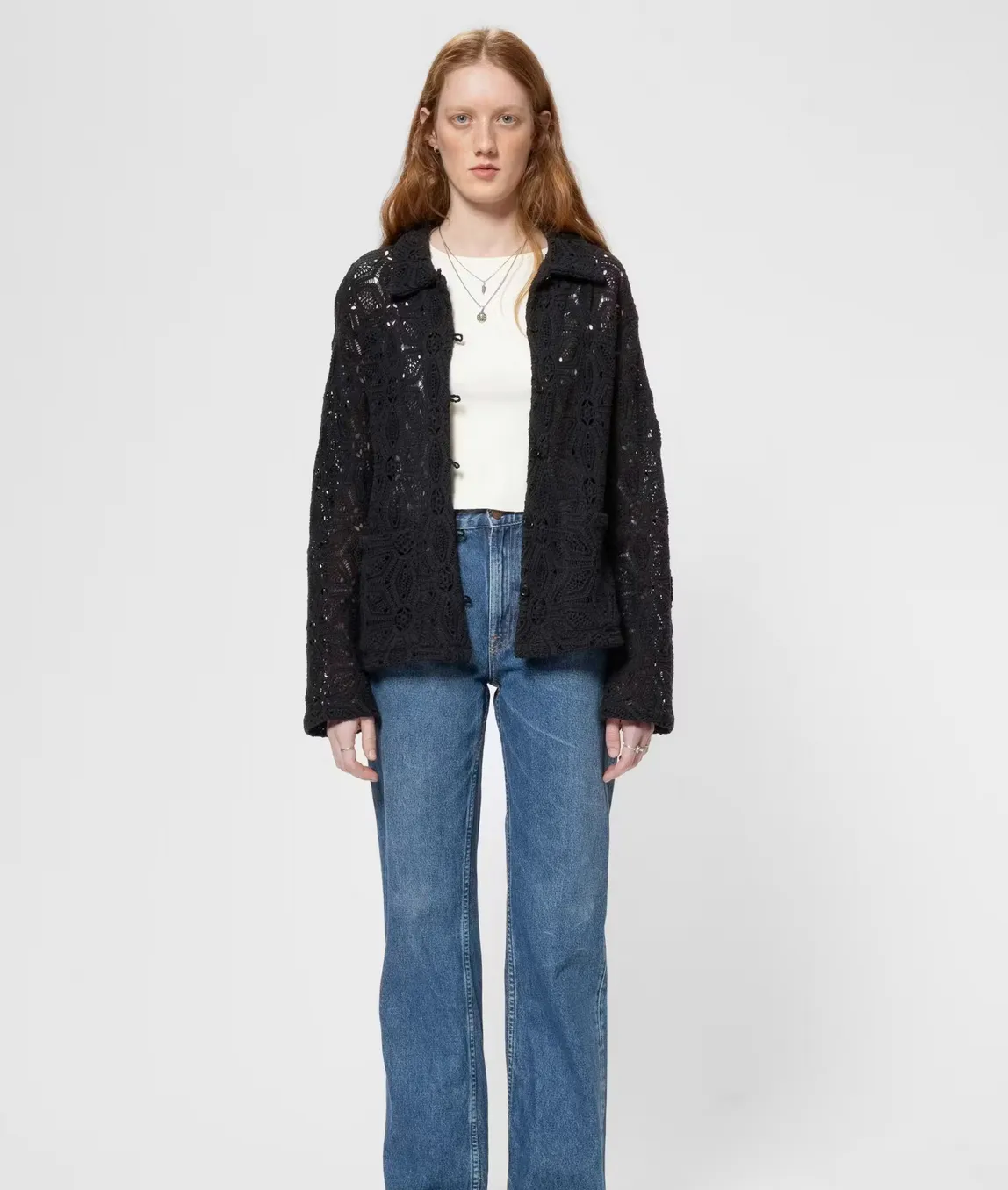 anita crochet cardigan in black
