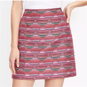 Ann Taylor Loft Hot Pink Barbie Ikat Jacquard Textured Mini Skirt NWT