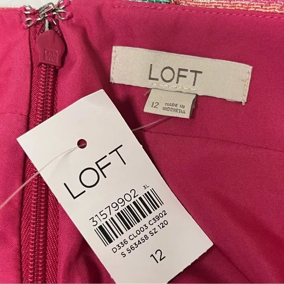 Ann Taylor Loft Hot Pink Barbie Ikat Jacquard Textured Mini Skirt NWT