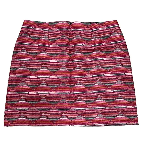 Ann Taylor Loft Hot Pink Barbie Ikat Jacquard Textured Mini Skirt NWT