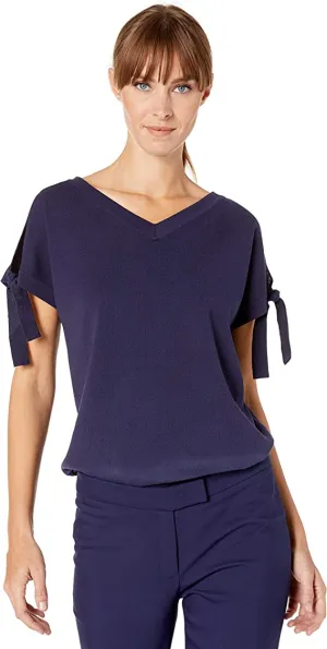 Anne Klein Women's Criss Cross Back Sweater TOP, Eclipse, XX-Small