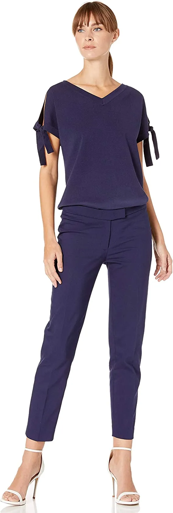 Anne Klein Women's Criss Cross Back Sweater TOP, Eclipse, XX-Small