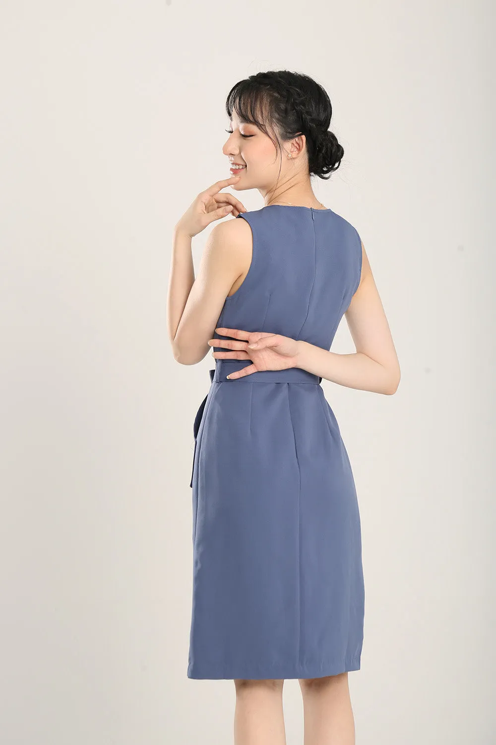 Anokhi Midi Dress in Slate Blue