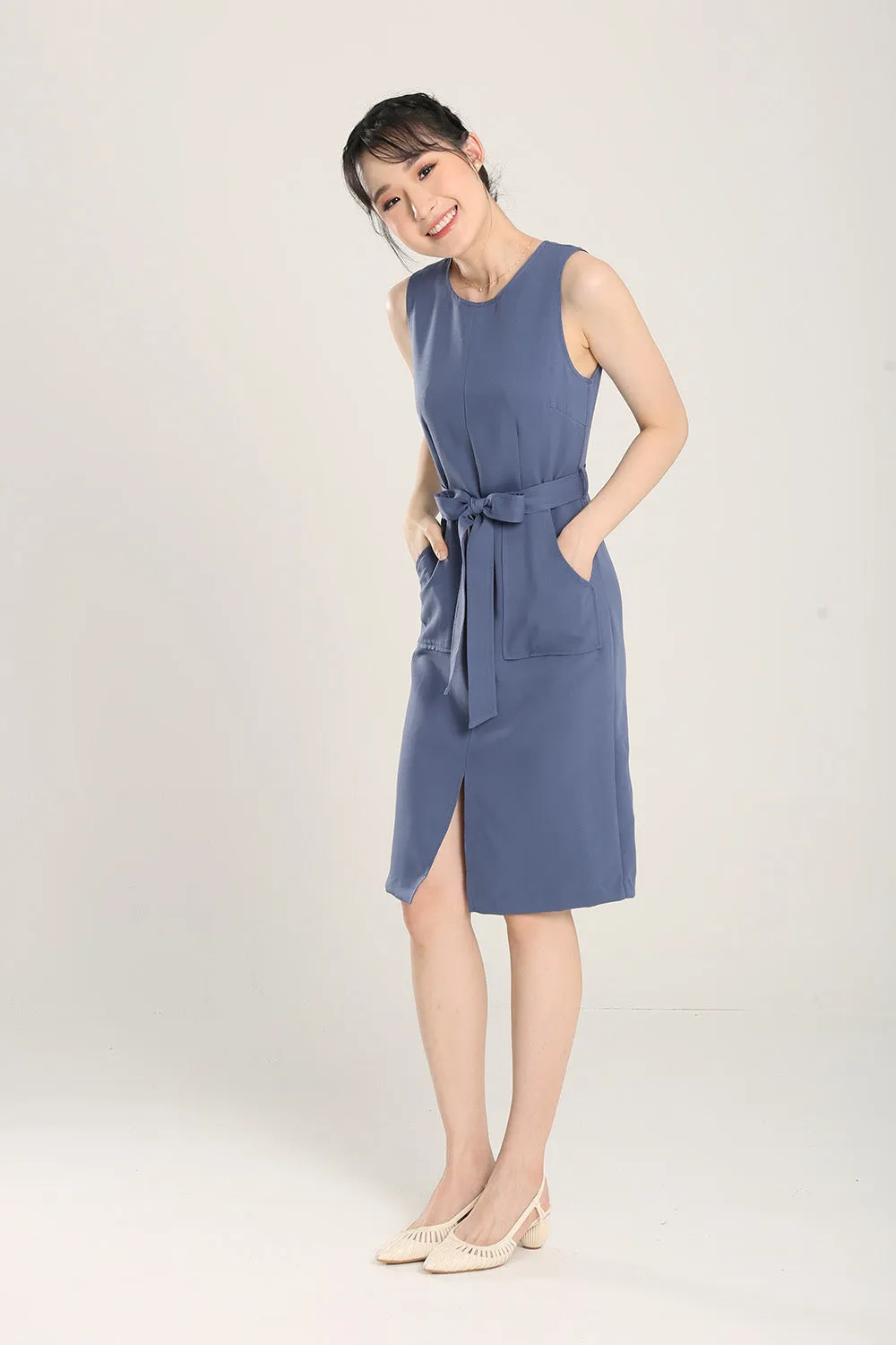 Anokhi Midi Dress in Slate Blue