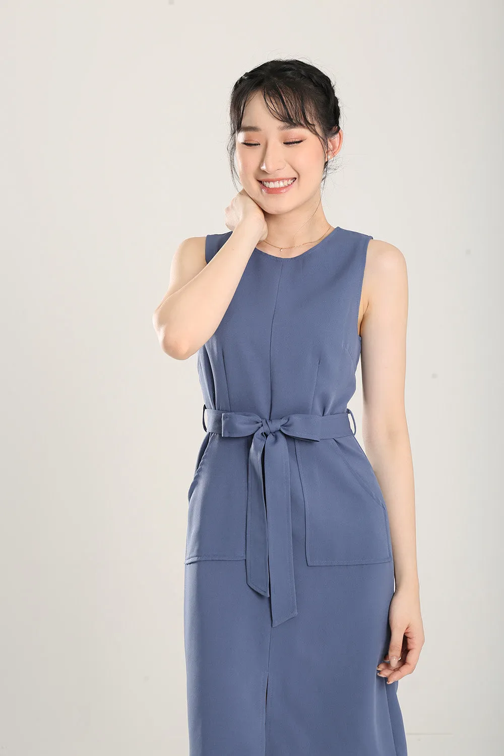 Anokhi Midi Dress in Slate Blue