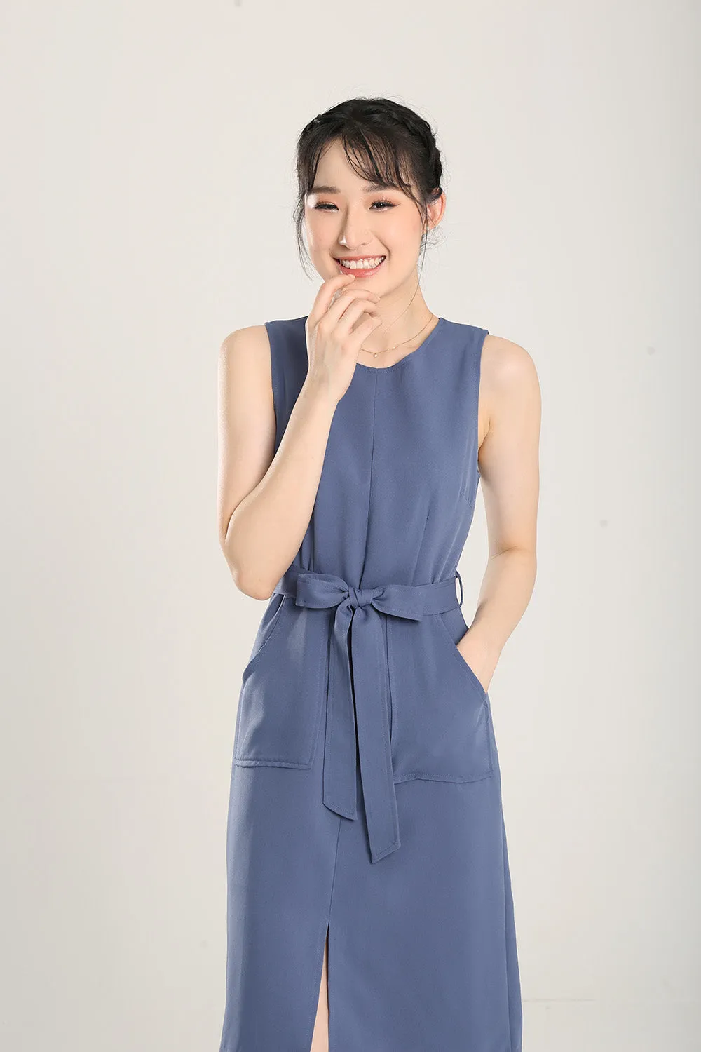Anokhi Midi Dress in Slate Blue