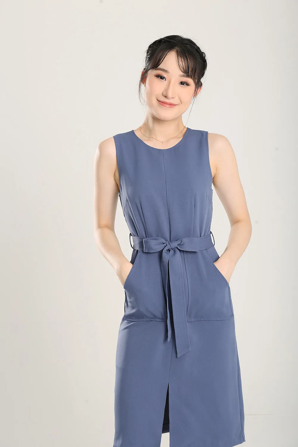 Anokhi Midi Dress in Slate Blue