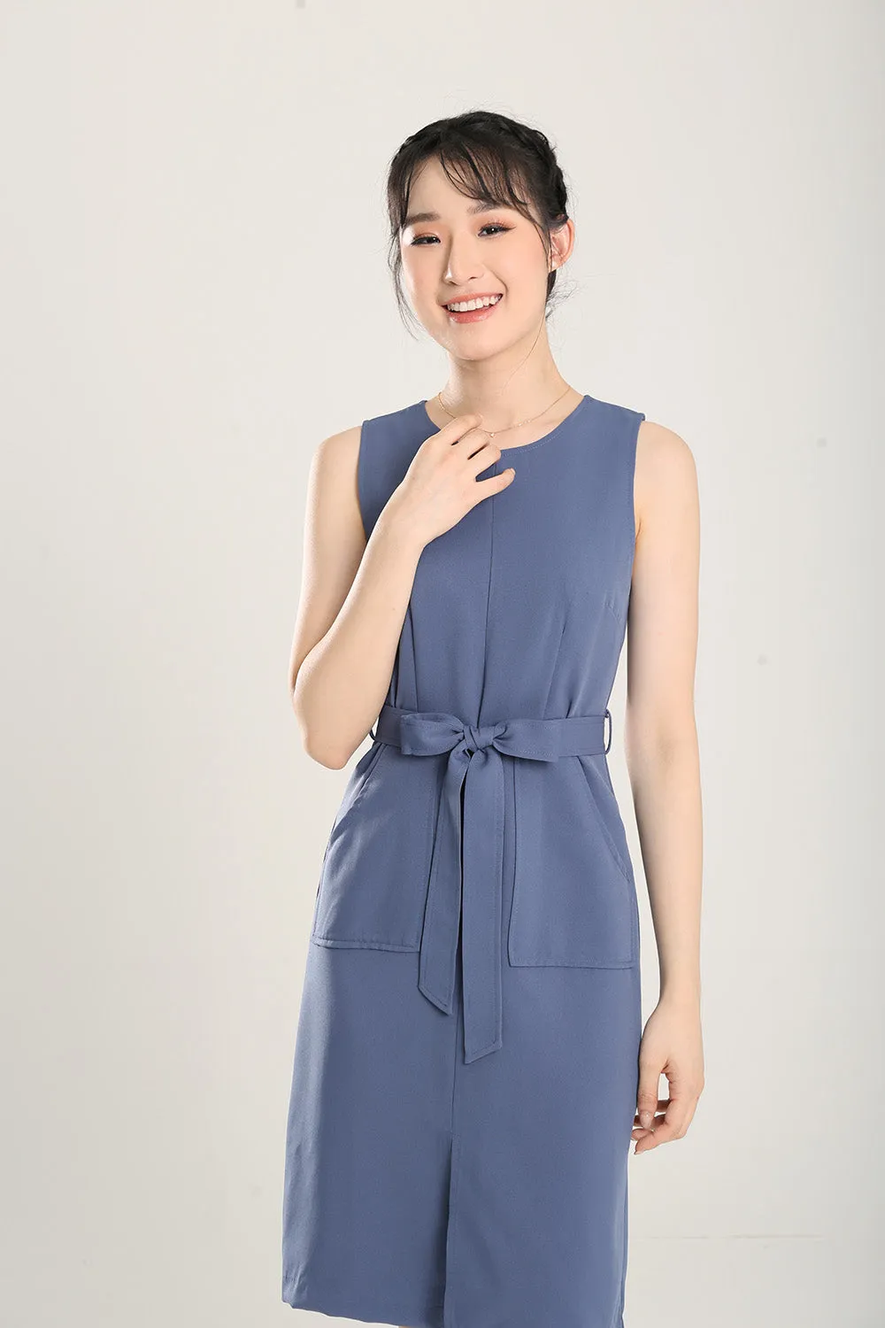 Anokhi Midi Dress in Slate Blue