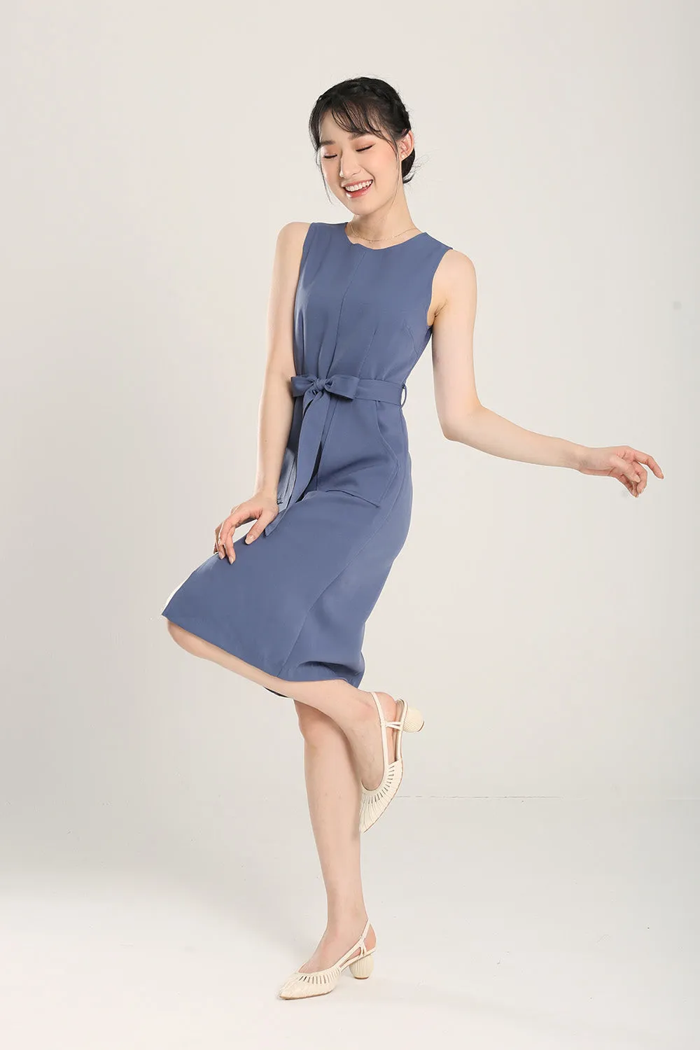 Anokhi Midi Dress in Slate Blue