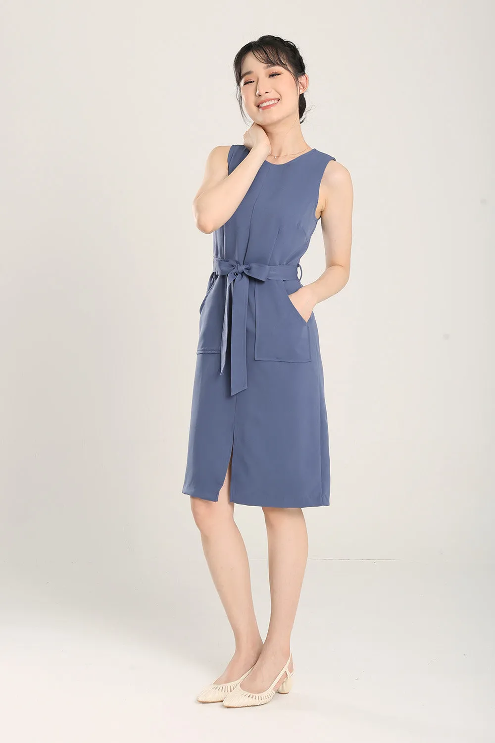 Anokhi Midi Dress in Slate Blue
