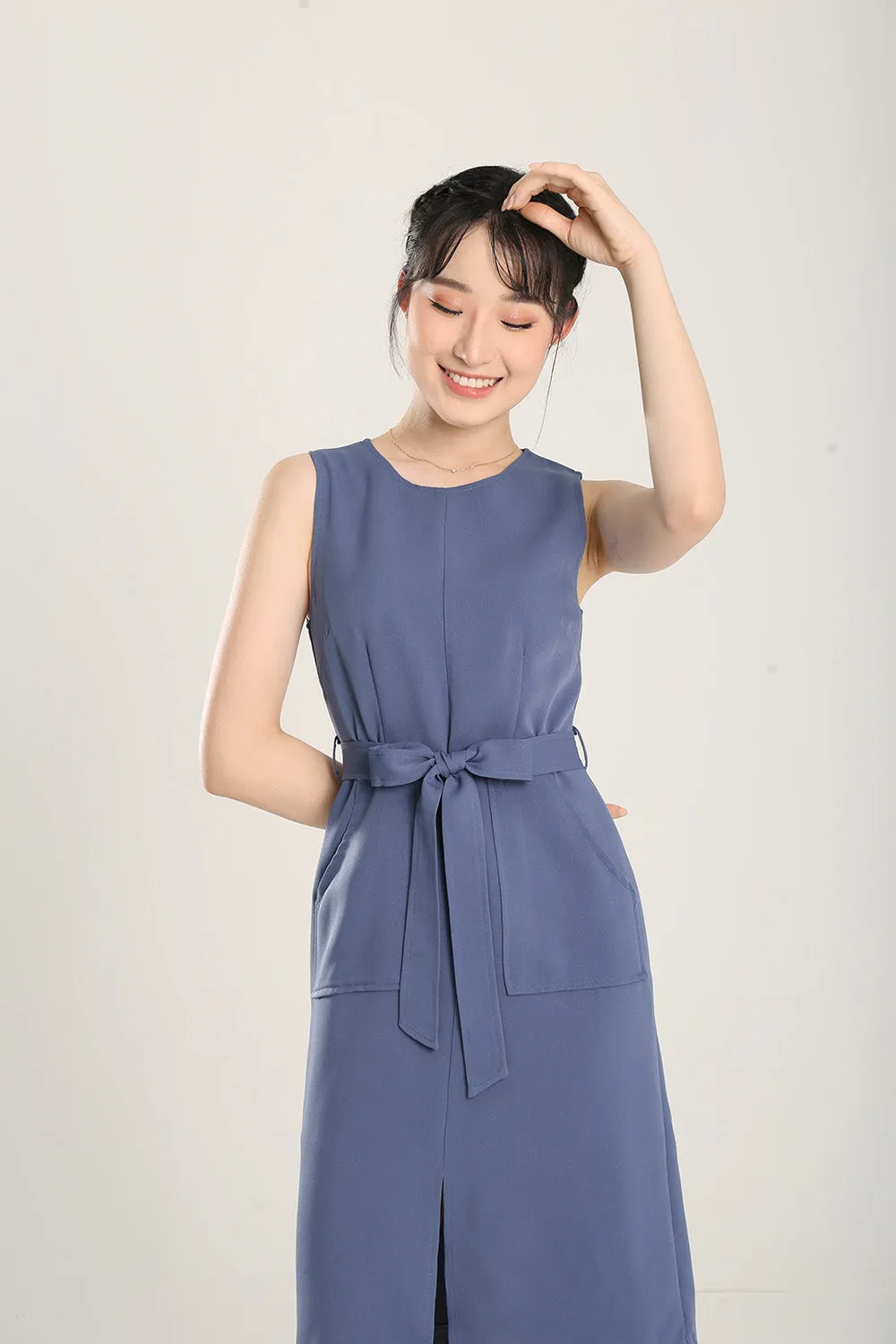 Anokhi Midi Dress in Slate Blue