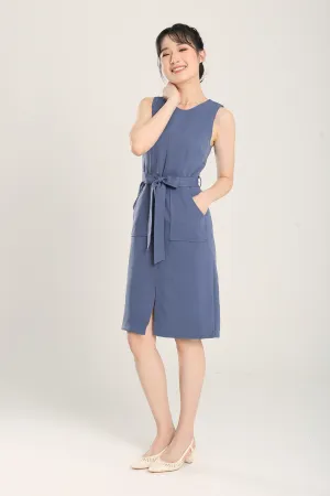 Anokhi Midi Dress in Slate Blue