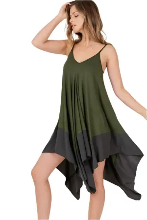 ASYMMETRICAL SLEEVELESS MIDI DRESS