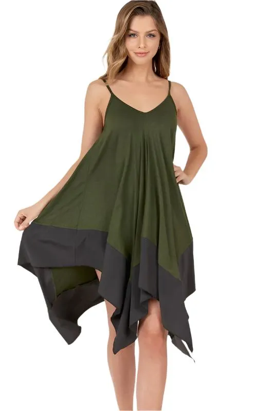 ASYMMETRICAL SLEEVELESS MIDI DRESS