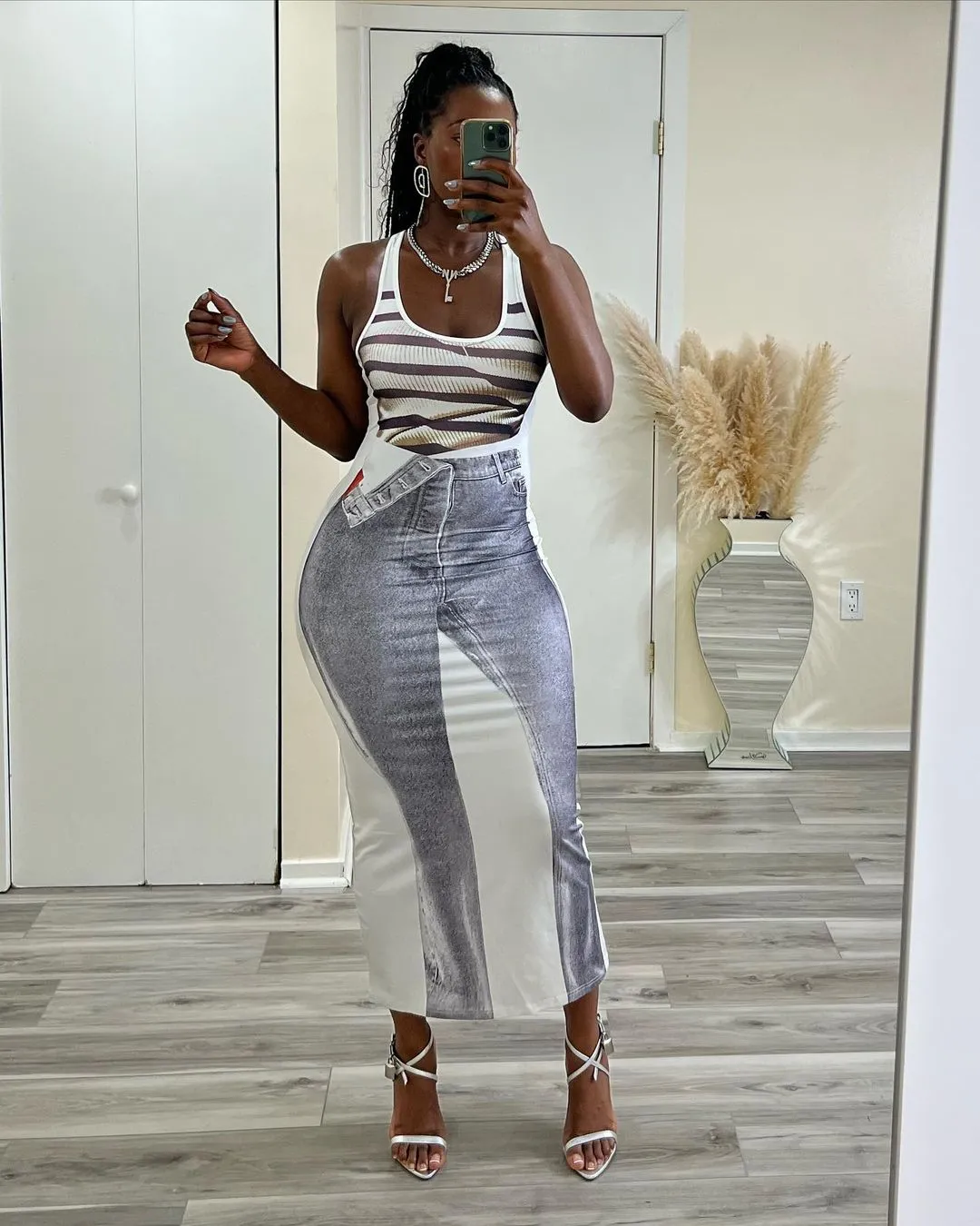 Ataina Denim Print Midi Dress