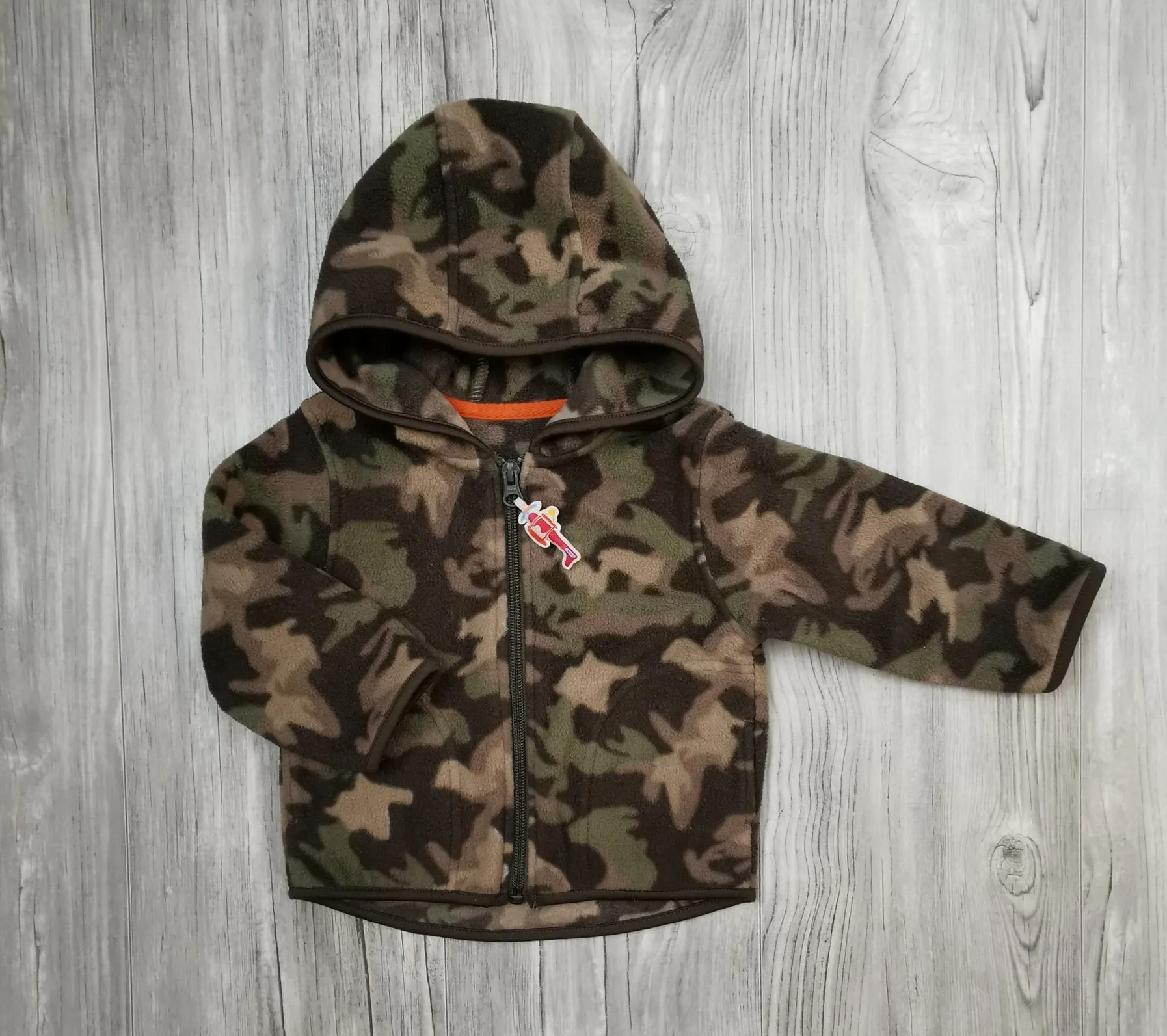 BABY BOY SIZE 12 MONTHS - PLEASE Mum, Soft Fleece Camo Zippered Hoodie EUC B29