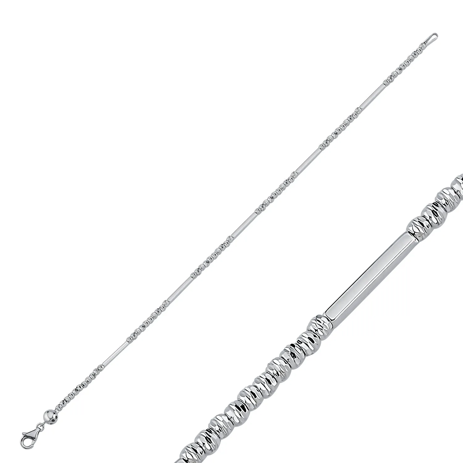 BALL BOLD WHITE GOLD THIN BAR BRACELET