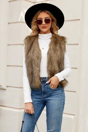 BB™ | Faux Fur Sleeveless Vest with Stand Collar