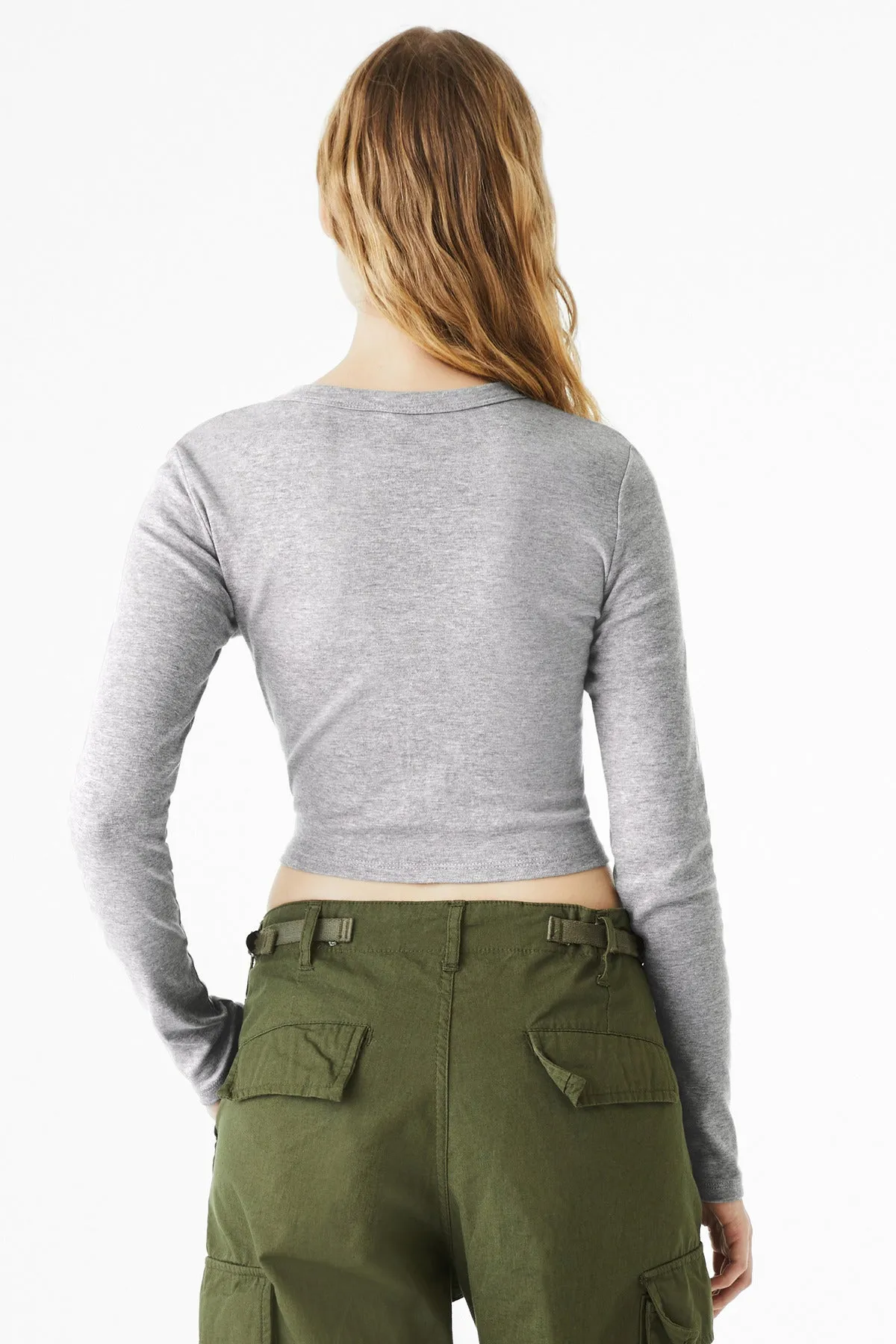 BELLA CANVAS Women's Micro Rib Long Sleeve Baby Tee BC1501 Athletic Heather