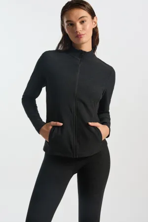 Beyond Yoga | On The Go Mock Neck Jacket | Darkest Night