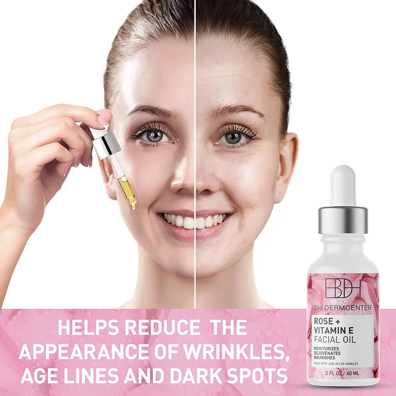 BH DERMCENTER - Rose & Vitamin E Facial Oil, Allergen-free Hydrating Facial Oil, Daily Face Care Essentials 2oz