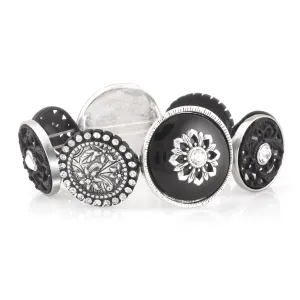 BLACK AND SILVER WHITE CRYSTAL STRETCH BRACELETS #275SV2201 (7C3/6D1)