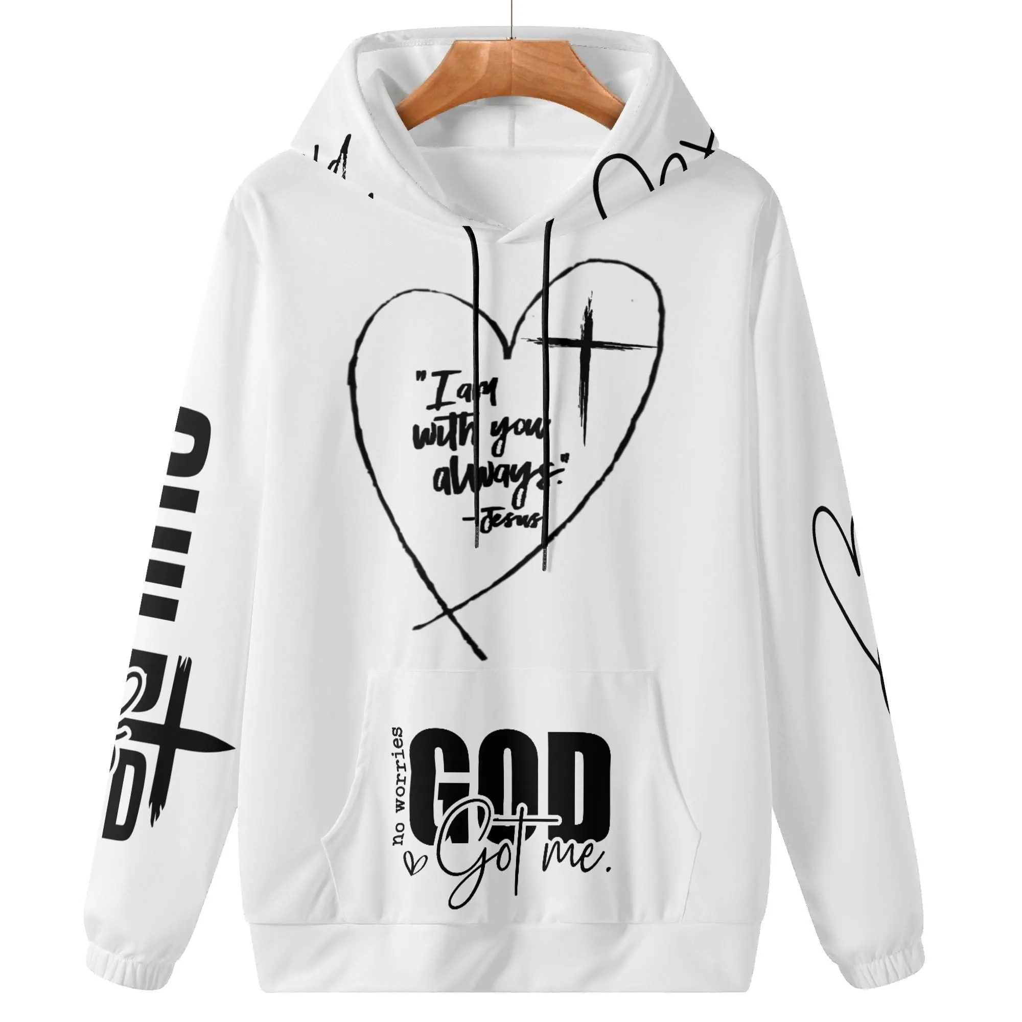 Black and White Child of God Typographical Art Pullover Hoodie