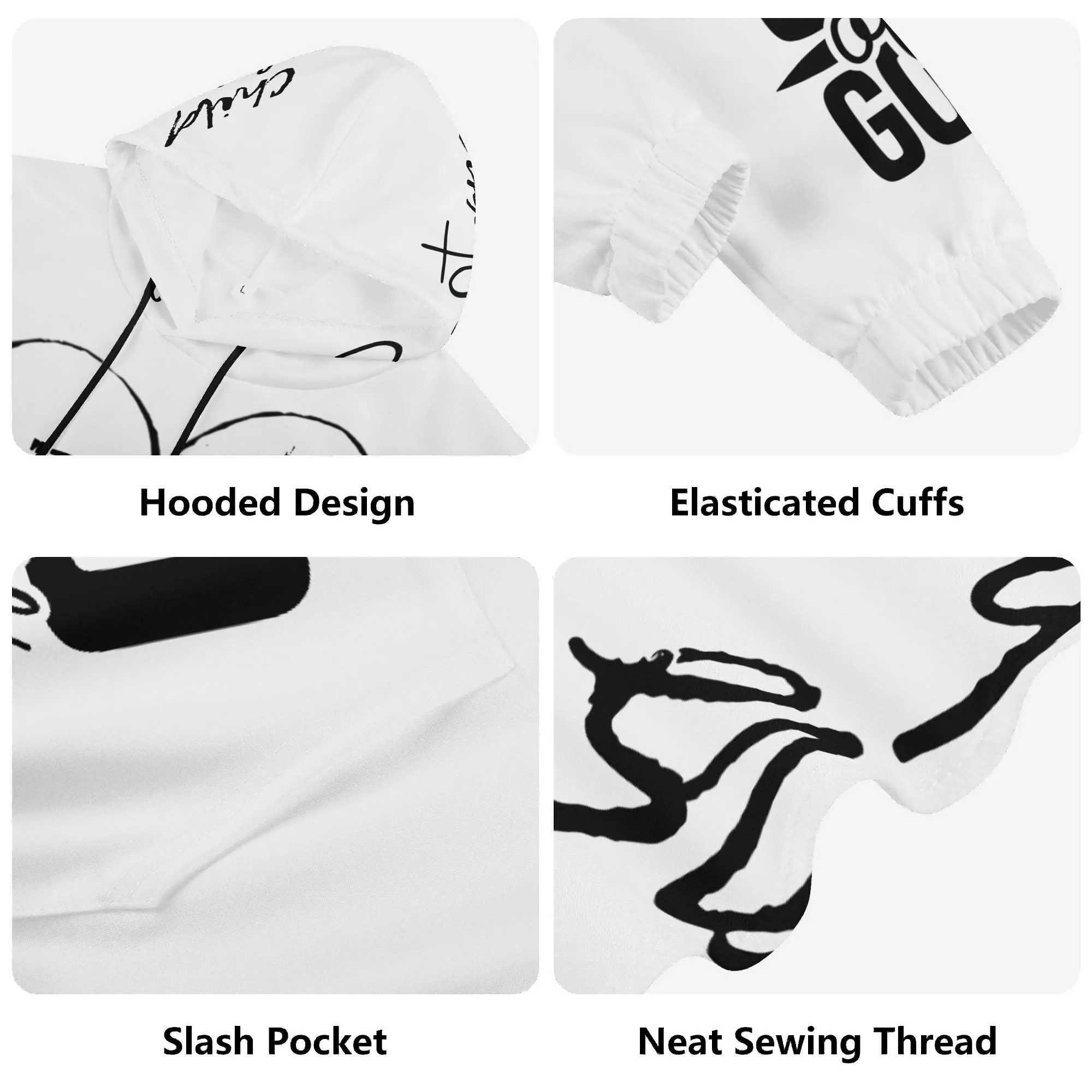Black and White Child of God Typographical Art Pullover Hoodie