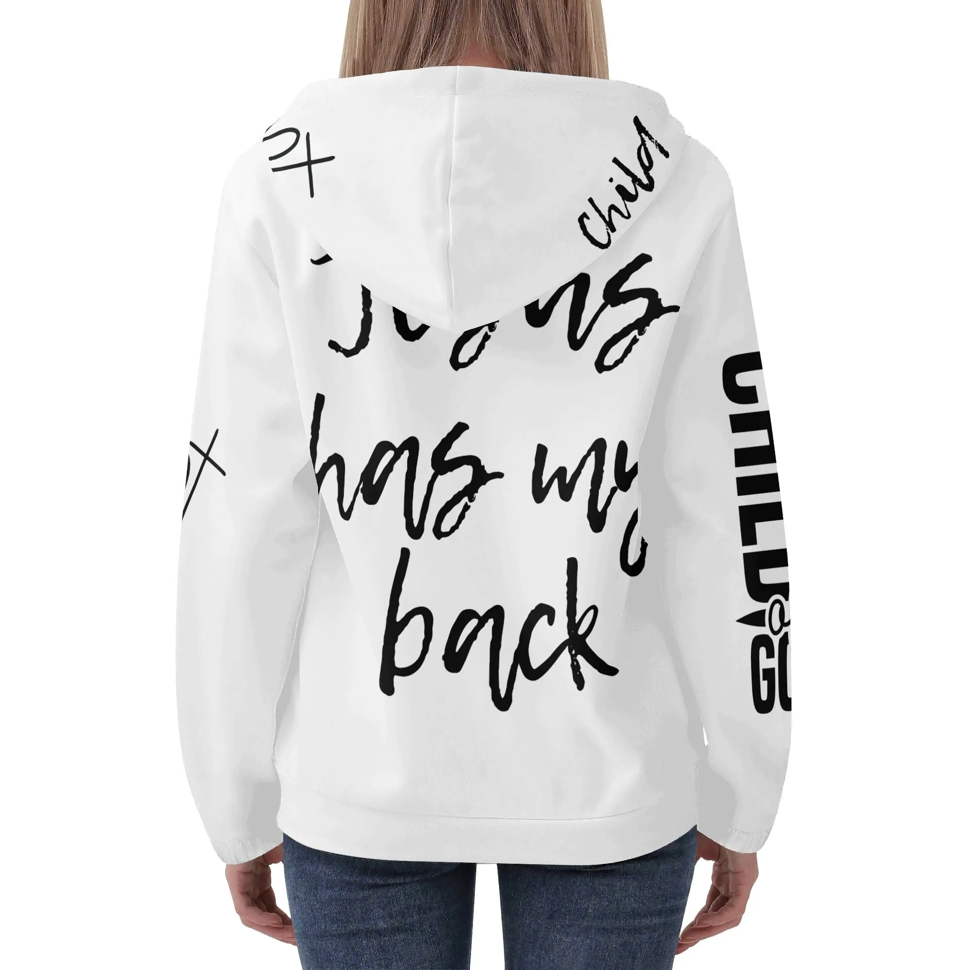 Black and White Child of God Typographical Art Pullover Hoodie