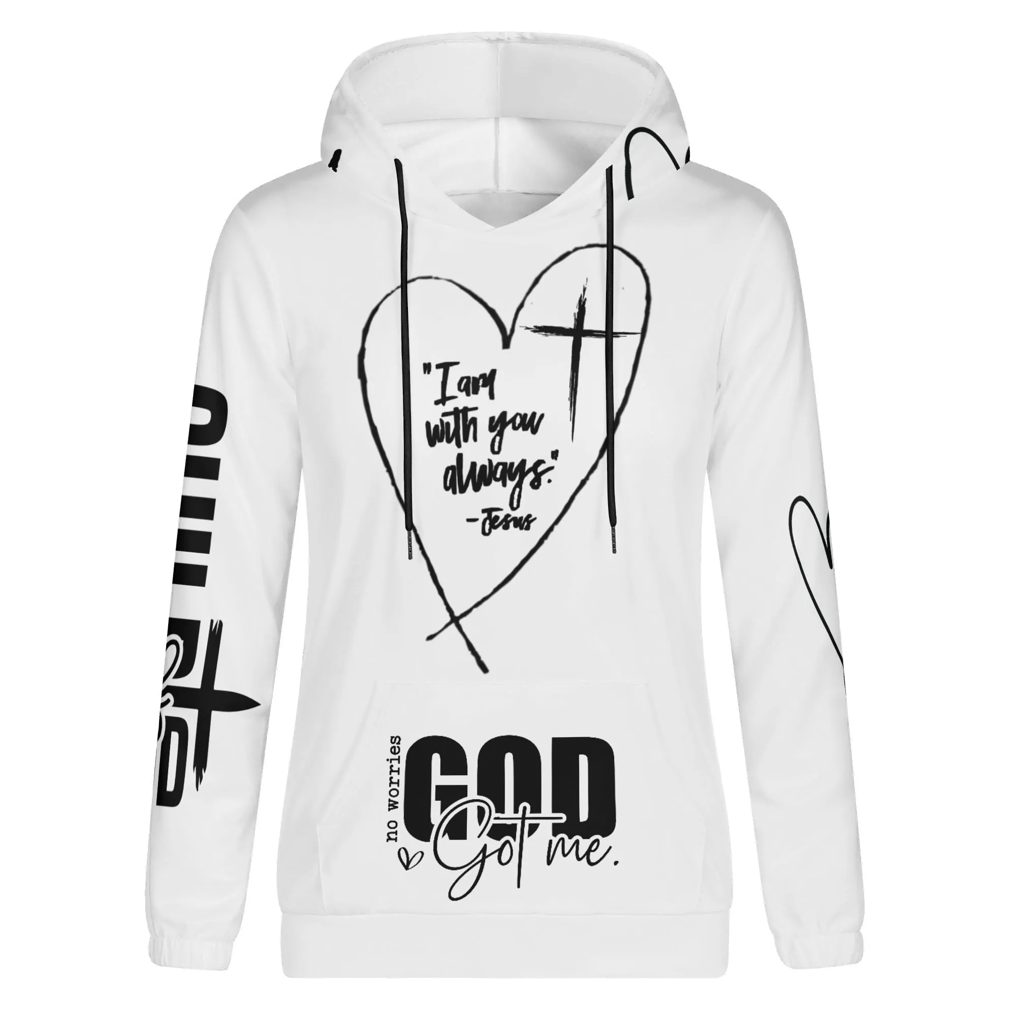 Black and White Child of God Typographical Art Pullover Hoodie