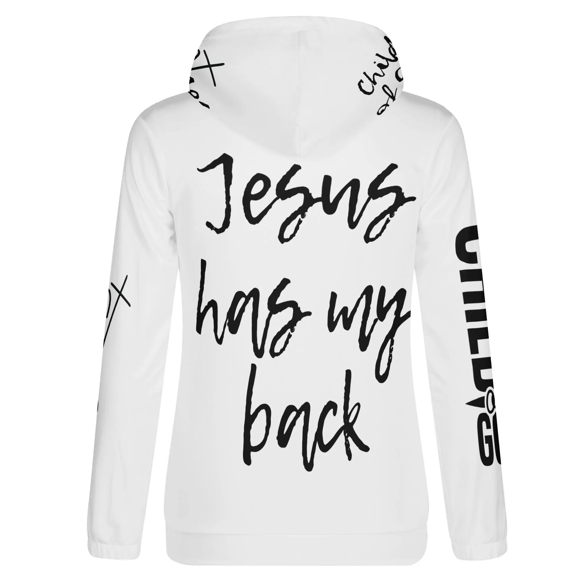 Black and White Child of God Typographical Art Pullover Hoodie