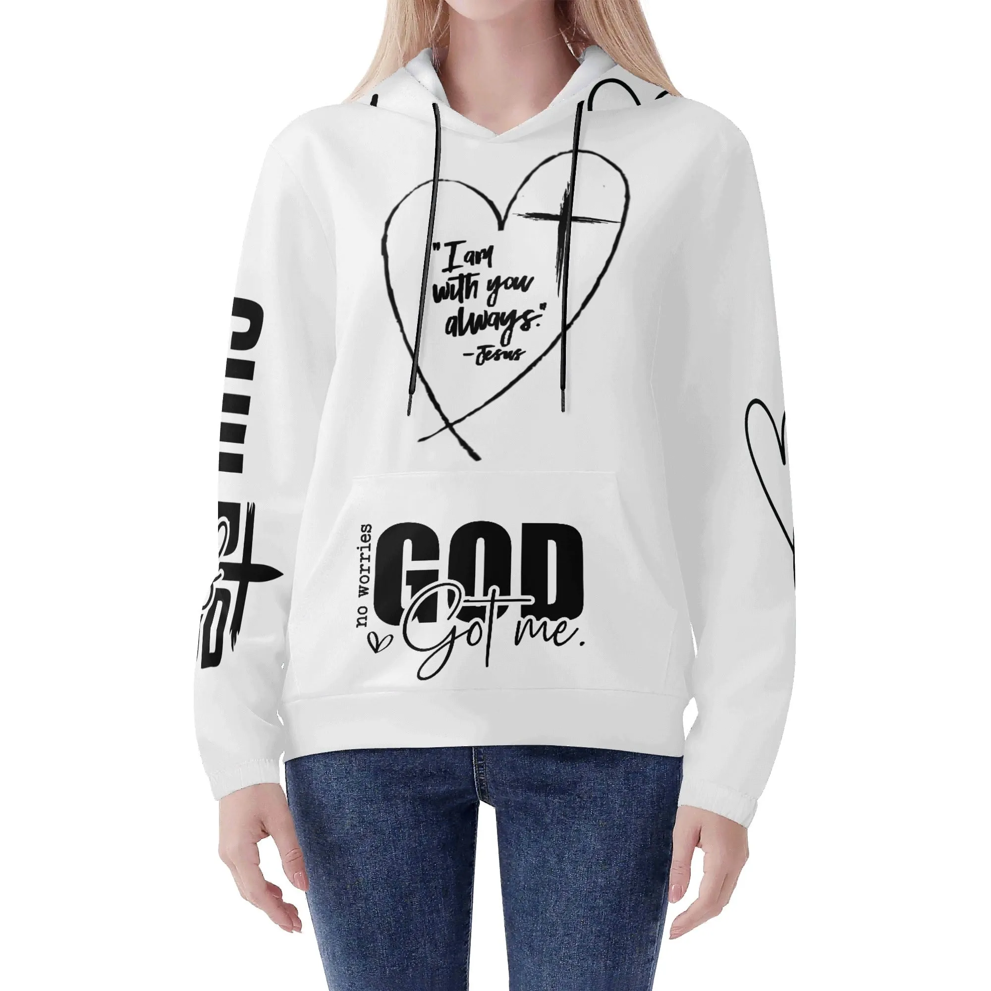 Black and White Child of God Typographical Art Pullover Hoodie