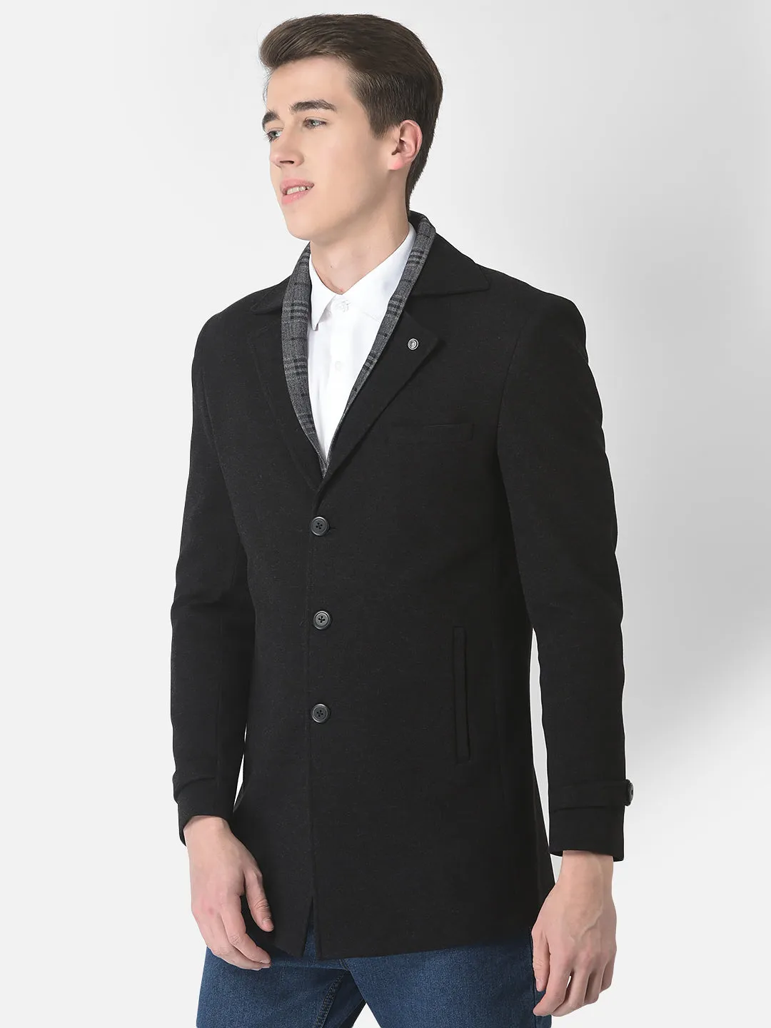 Black Checked-Inning Blazer