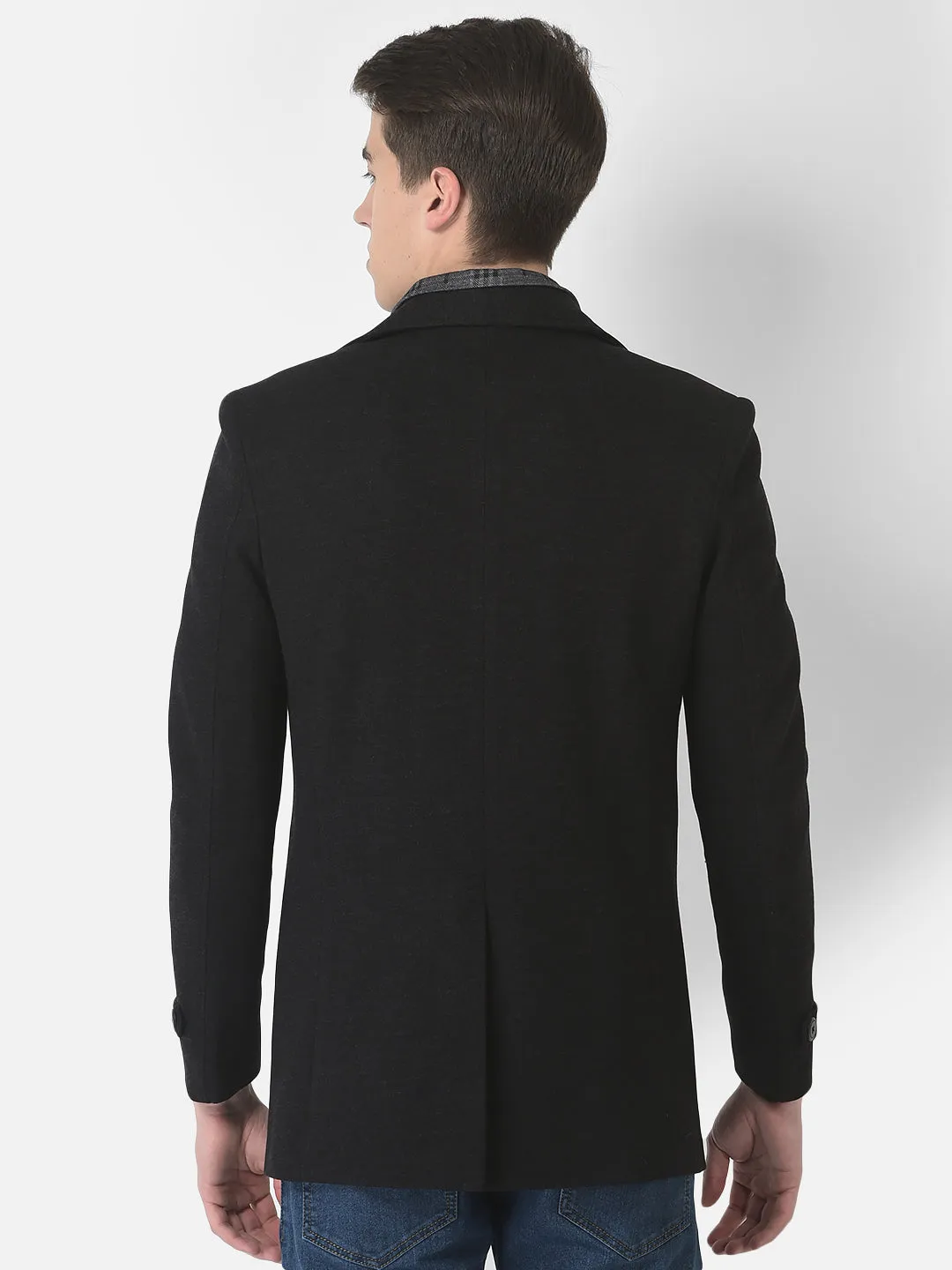 Black Checked-Inning Blazer