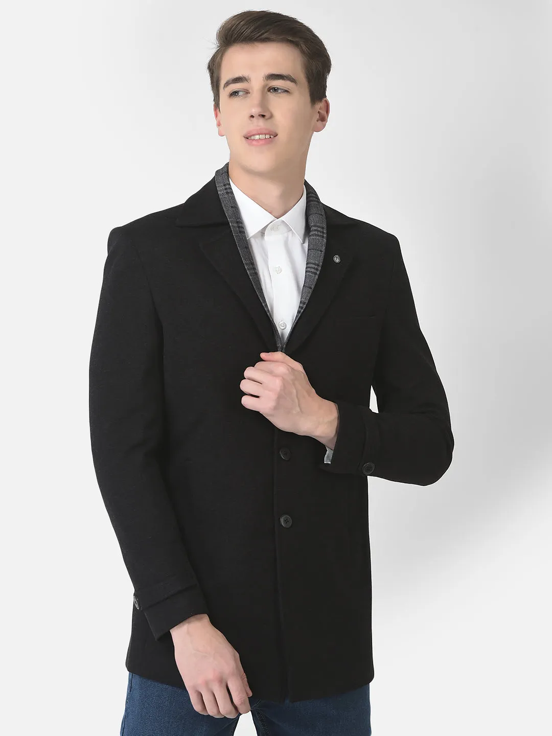 Black Checked-Inning Blazer