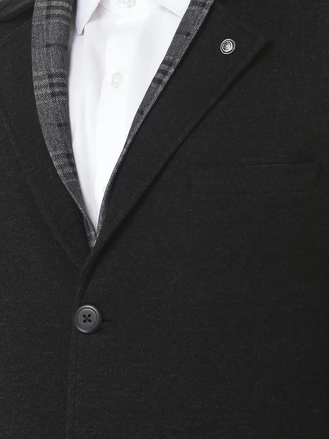 Black Checked-Inning Blazer