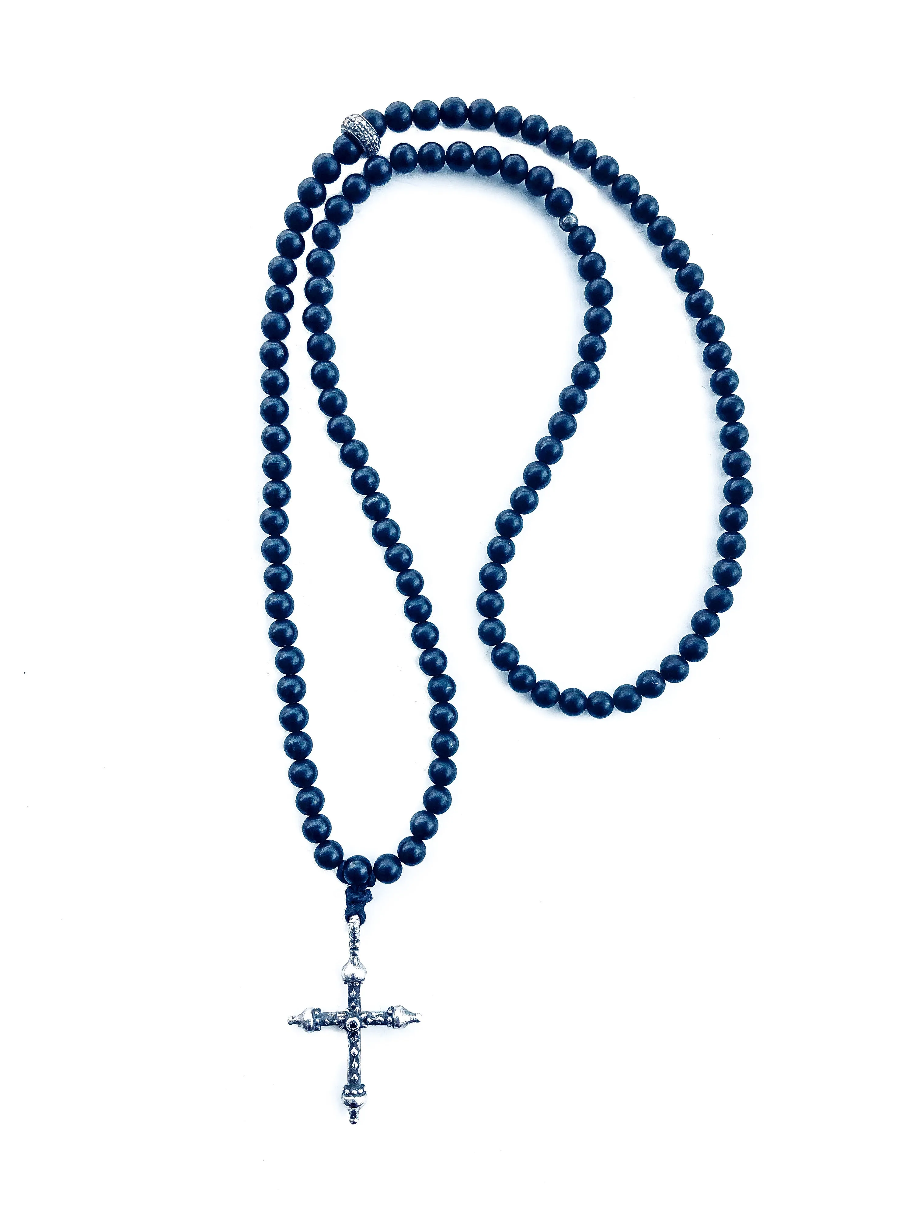 Black Diamond & Onyx Cross Necklace