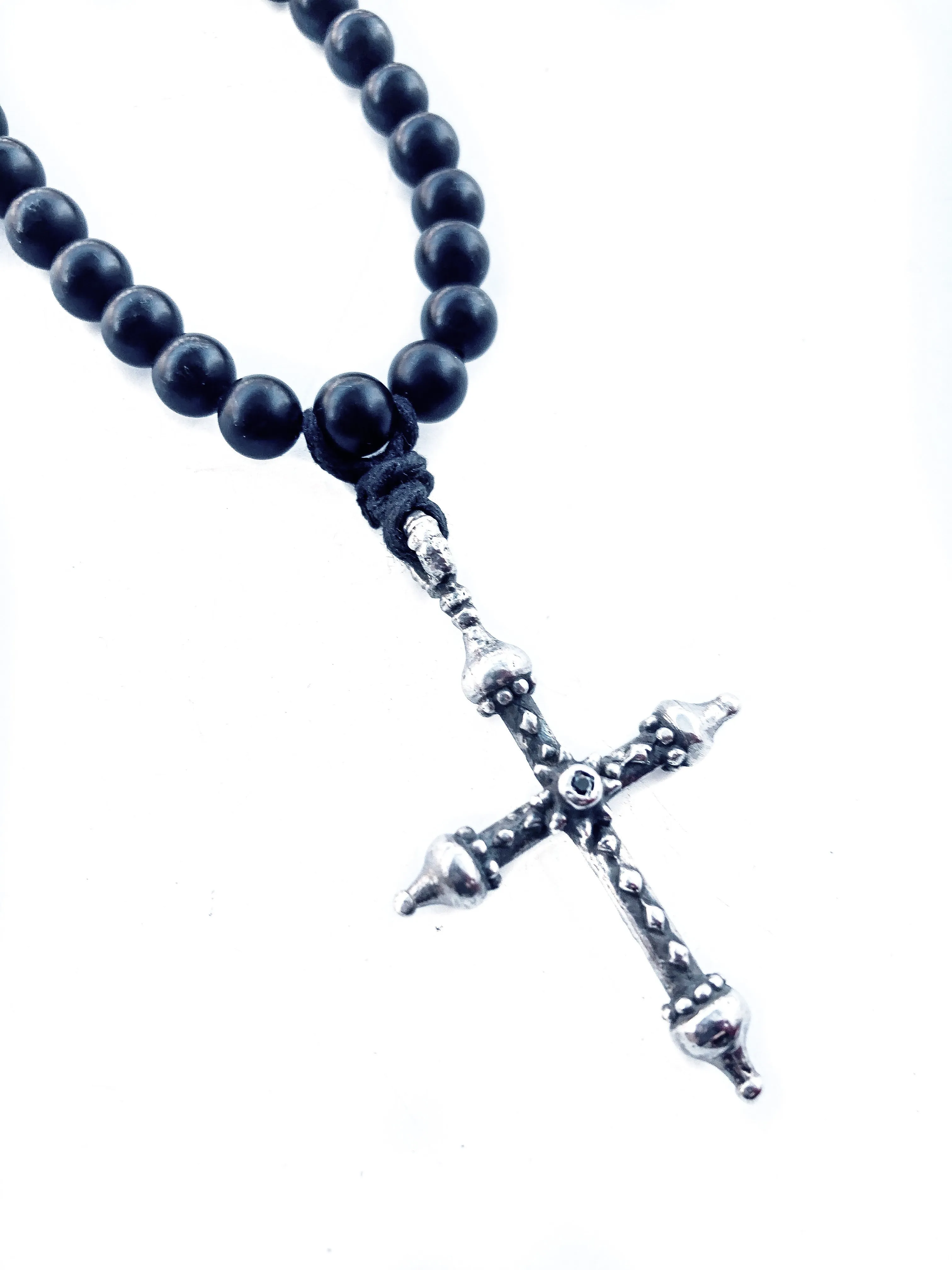 Black Diamond & Onyx Cross Necklace