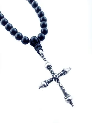 Black Diamond & Onyx Cross Necklace