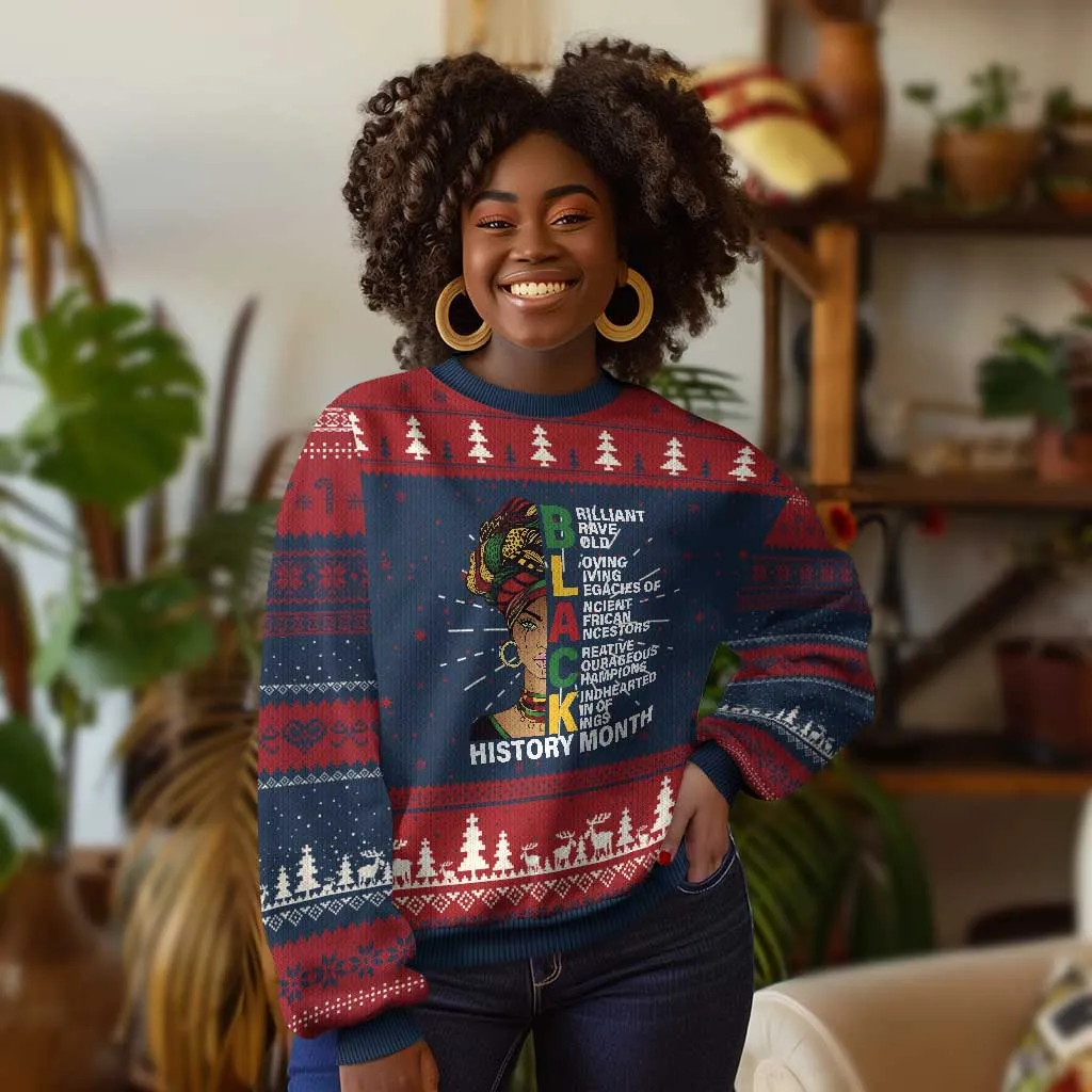 Black History Month Brilliant Brave Bold Ugly Christmas Sweater African American Black Pride TS11