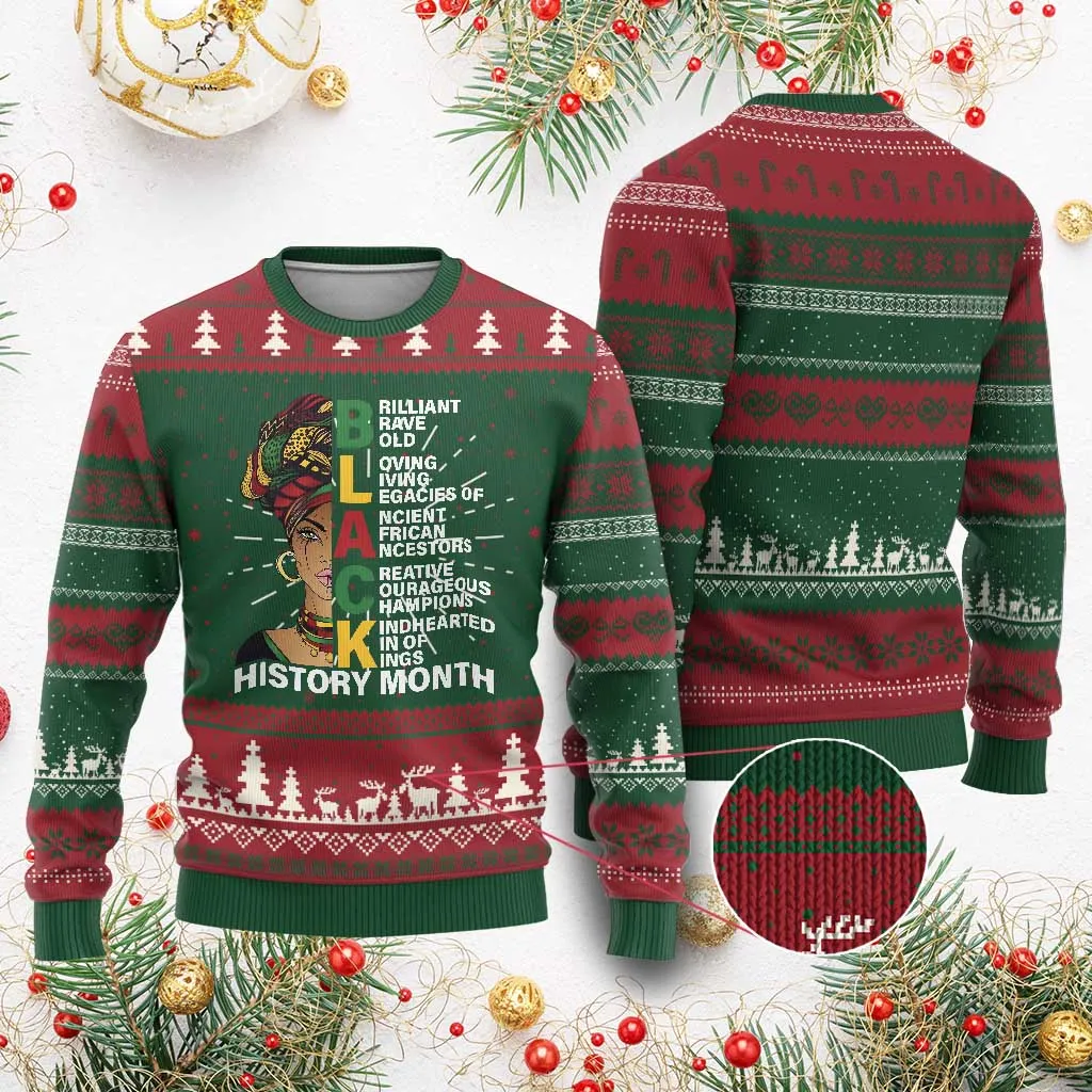 Black History Month Brilliant Brave Bold Ugly Christmas Sweater African American Black Pride TS11