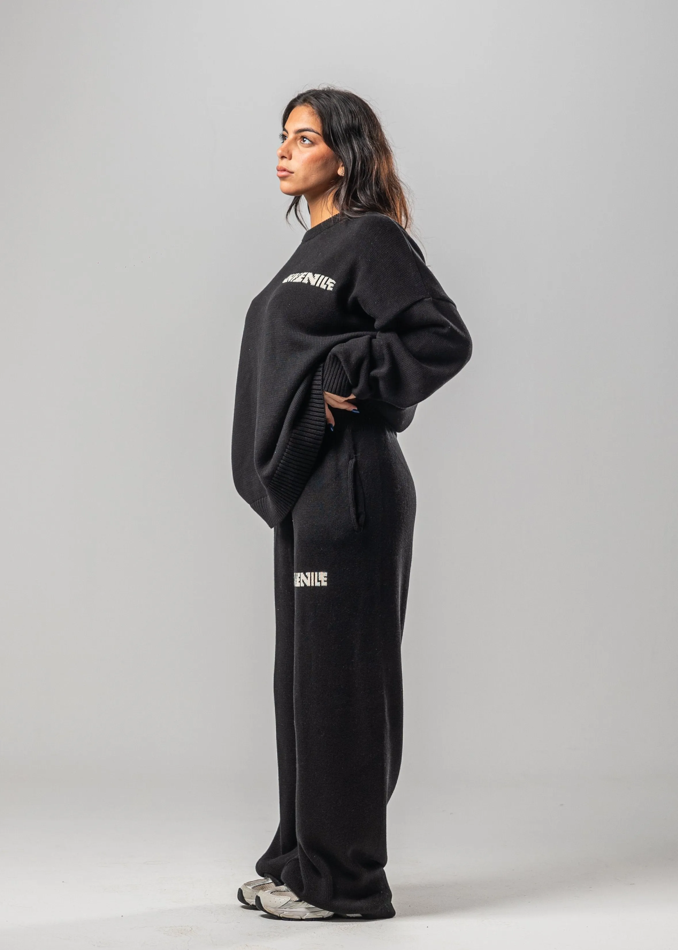 Black Juvenile Logo Knit Sweater