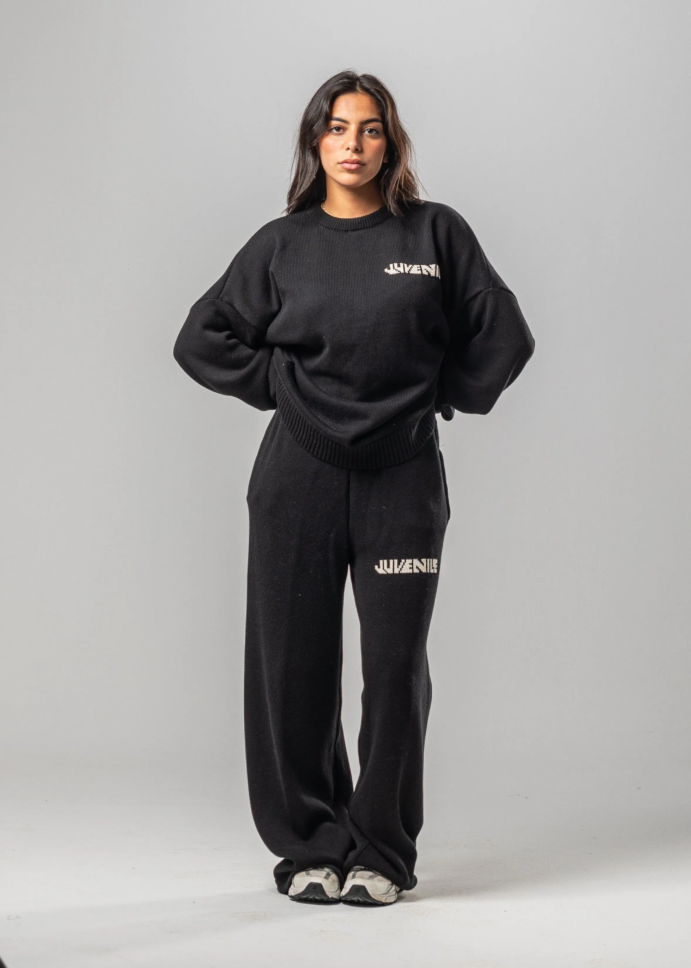 Black Juvenile Logo Knit Sweater