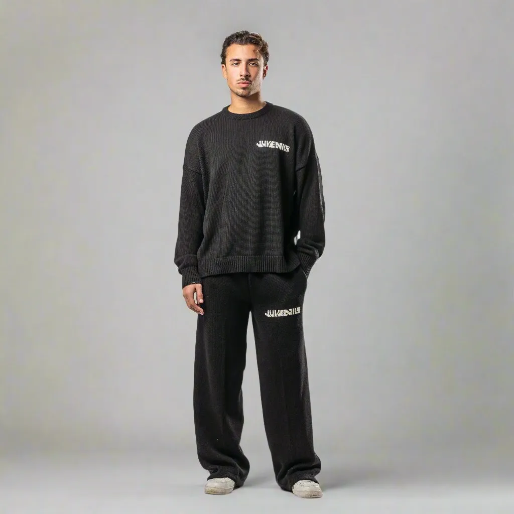 Black Juvenile Logo Knit Sweater