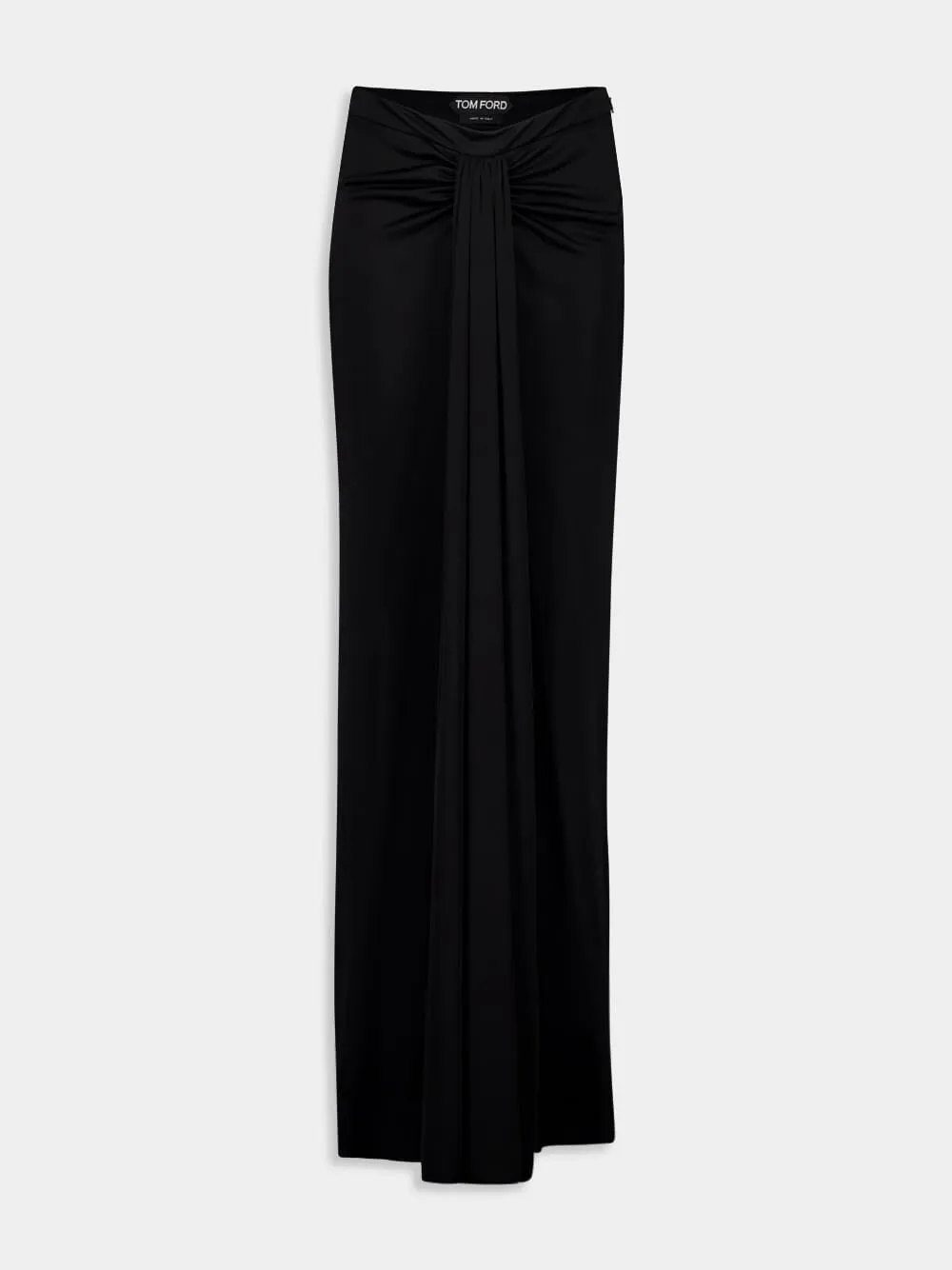Black Maxi Skirt in Textured Lustrous Jersey