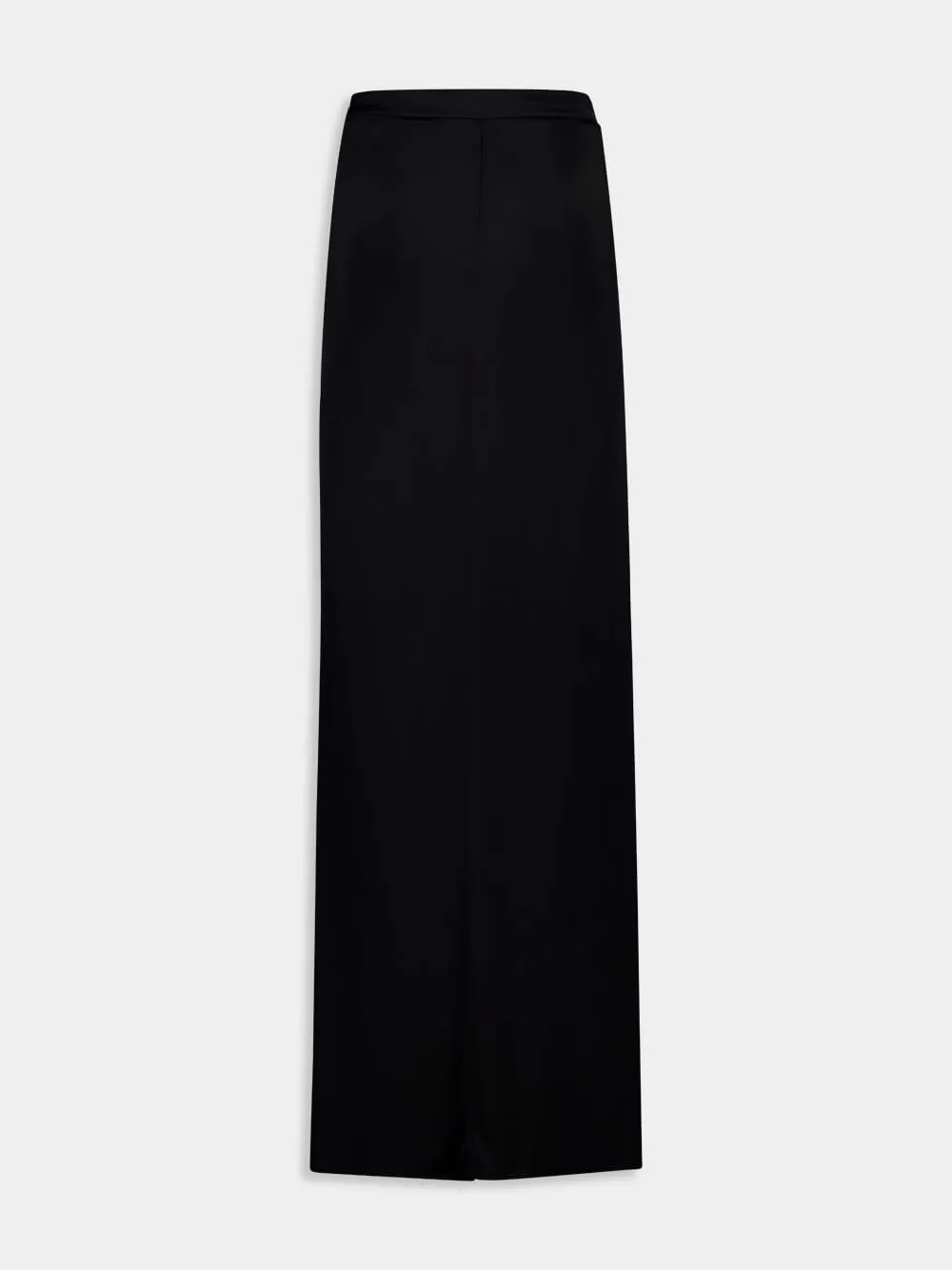 Black Maxi Skirt in Textured Lustrous Jersey