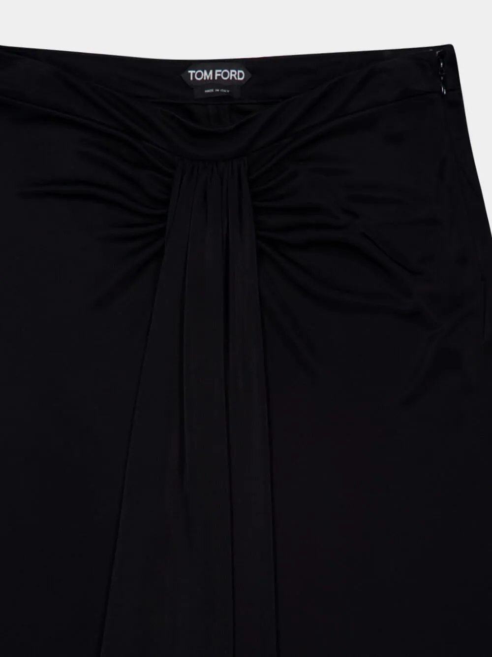 Black Maxi Skirt in Textured Lustrous Jersey