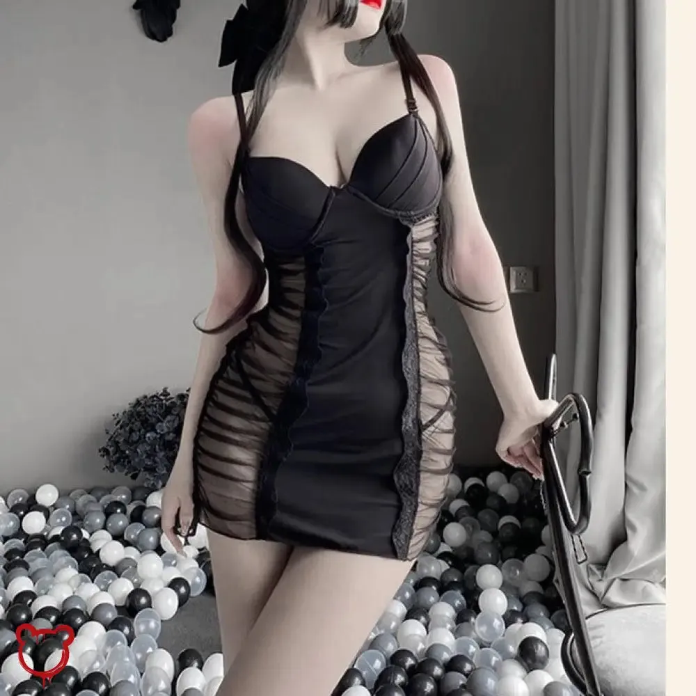 Black Mesh Panel Bodycon Dress