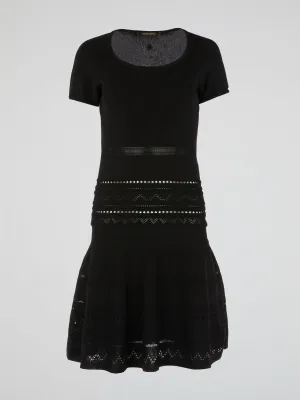 Black Studded Flared Dress