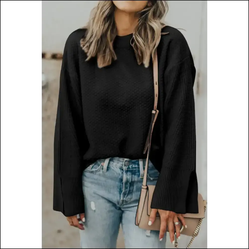 Black Textured Knit: Sweater so Good, It's Basically Therapy 🖤 Needful Things